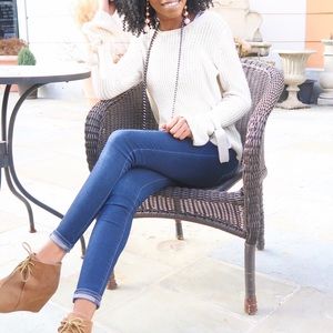 Cream Bell-Sleeve Sweater (with bows)